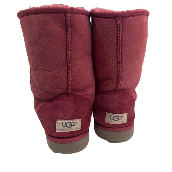 UGG Classic Short Boots 8 Pink Sheepskin Suede Slip-On Warm Winter Booties - Picture 3 of 13